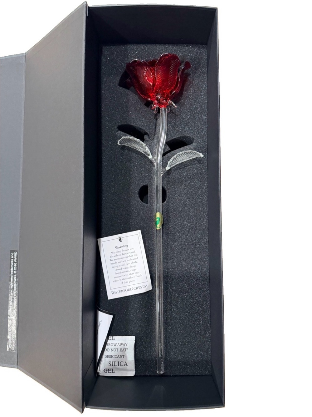 NEW WATERFORD Crystal FleuroLogy Red Rose 14.5" Sculpted Crystal Glass in box